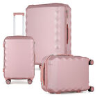 3-Piece Luggage Set Travel ABS Hardside Woman Suitcase w/TSA Lock Spinner Wheels