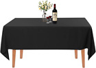 Rectangle Tablecloth - 60 x 84 Inch - Black Rectangular Table Cloth for 5 Foot T
