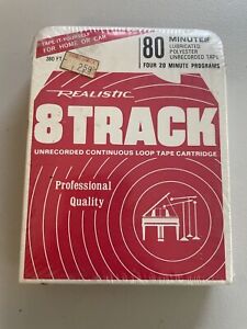 1 REALISTIC Blank 8 Track Tape 80 Minutes Lubricated Continuous Loop New-Sealed