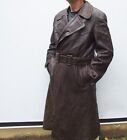 OLD Vintage GERMAN  Heavy Supple Leather Officers Trench Coat WW2 size XL / XXL