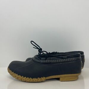 LL Bean Low Duck Boots Rubber Mocs Black Womens Size 10 Wide