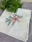 New ListingVintage Christmas Embroidered Swedish Tablecloth Poinsettia Star & Greenery 27