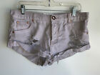 ONE TEASPOON X Bandits Button-Fly Twisted Cuff Hem Destroyed Jean Shorts Size 29