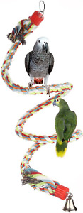 Bird Perch,Jusney Large Parrot Toys 63 Inch Climbing Rope Bungee Bird Toys