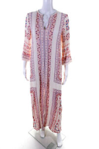 BCBG Max Azria Womens Geometric Print 3/4 Sleeve Midi Dress Pink Size Medium