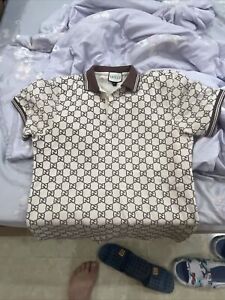 Gucci Men’s Xl Interlocking GG Monogram Polo Shirt Worn Once