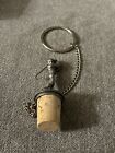 Vintage Solid Pewter Golfer Golf Player Cork Wine Bottle Stopper with Chain