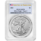 2021 1 oz American Silver Eagle Coin PCGS MS70 (T2, 1st Day of Production)
