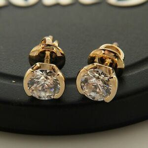 2 Ct Round Cut White Simulated Diamond Stud Earrings 14K Yellow Gold Plated