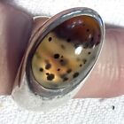 Vintage Signed Sterling Silver 925 Montana Moss Agate Modernist Ring Size 9 26g