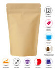 KRAFT BROWN PAPER  ZIP LOCK BAGS FOOD NUTS STAND UP POUCHES GRADE HEAT SEALABLE