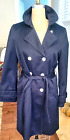 COACH Women's Navy Blue M Cotton Trench Coat Overcoat~Etched buttons~Clasp Waist