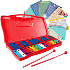 25 Notes Kids Glockenspiel Chromatic Metal Xylophone w/ 2 Mallets & Red Case