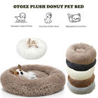 Warm Plush Round Donut Pet Dog Cat Bed Fluffy Soft Round Calming Bed Washable
