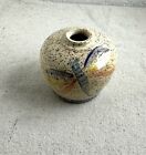 Studio Pottery Vase marked Bauley, dragonfly, beige speckled design