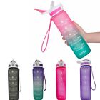 Motivational Water Bottle BPA Free 1L/32oz  Jug with Straw and Time Tracker Gym