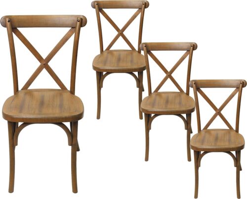 Set of 4 Farmhouse Dining Chair, Cross Back Stacking Event Cafe Patio Chairs