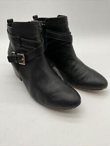 COACH Pauline Zip Block Heel Black Leather Ankle Boots Size 10 B