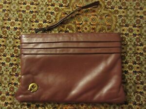 Vintage Etienne Aigner Large Clutch Wristlet Handbag Purse Maroon Leather