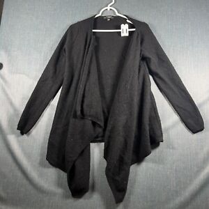 Ann Taylor Drape Cardigan Sweater Womens Size Medium Black Cashmere Knit Classic