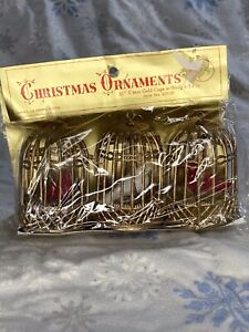 Vintage Birds In Cages Ornaments. Unopened Package