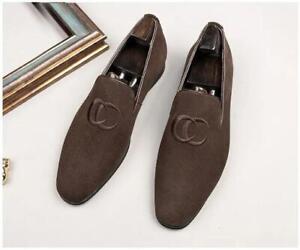 Men's Flats Suede Leather Classic Shoes, Fashion Embroidery Elegant Loafers