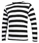 NYC Long Sleeve PUNK GOTH Pierrot Mime Stripe Striped Shirt Black White S M L XL