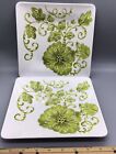 Laurie Gates, (2) Green Melamine Picnic BBQ 9” Square Floral Embossed Plate