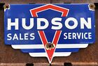 New ListingVINTAGE HUDSON SALES SERVICE 10” PORCELAIN DEALER AUTOMOTIVE GAS OIL SIGN