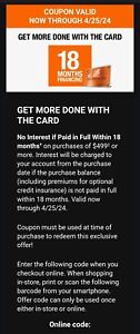 Home Depot No Interest 18 Months Coupon w/ HD Card Exp 4/25/2024