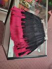 071Lady dance Fringe Skirt (Size L), Black / hot pink elastic Fabric