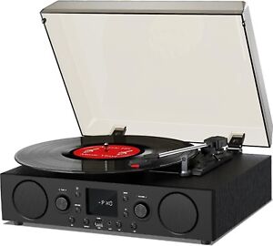 Vinyl Record Player with Speaker Vintage Turntable for Vinyl Records, 3 Speeds T