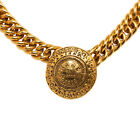 Authenticated Chanel CC Medallion Pendant Necklace Gold Plated Metal Costume