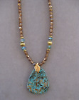 Pretty  Sea Sediment Jasper Pendant Necklace with Crystal Beads
