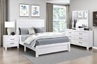 White 4pc Bedroom Set Full Bed Nightstand Dresser Mirror Black Metal Hardware