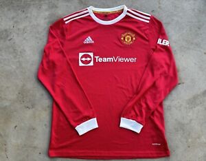 2021-22 Adidas Manchester United Men's Soccer Home Long Sleeve Jersey Large Xl
