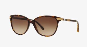 BURBERRY BE 4216 300213 Dark Havana Plastic Cat-eye Sunglasses Brown Gradient...
