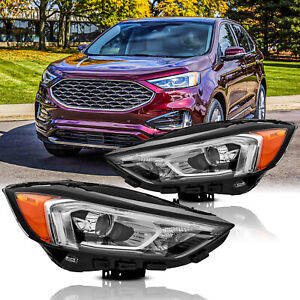 Amber Corner Black for 2019-2021 Ford Edge Headlights Headlamps Assembly W/O DRL