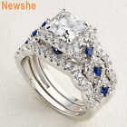 Newshe Women Jewelry Sapphire Engagement Rings Wedding Ring Set Sterling Silver
