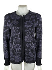 Oleana Wool Norway Black Gray Floral Zip Cardigan Sweater Solveig Hisdal Large