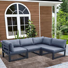 Outdoor Patio Sectional Furniture Set With Dark Gray Cushion Garden Sofa Set US