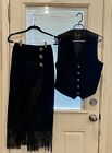 Scully Women’s Genuine Leather Vest Size 10 & Skirt w/Fringe Size Med Western
