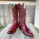 VINTAGE Montana Eel Skin Leather Cowboy Boots Men 10.5 D Red EXOTIC Western Shoe