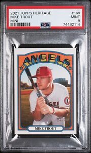 MIKE TROUT 2021 TOPPS HERITAGE MINI CARD #98/100 PSA MINT 9!
