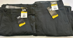 Lot of 2 Lee Pants Men 38 x 30 Charcoal Regular Straight Fit Active Stretch NEW