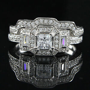 2 Ct  Vintage Style Bridal Engagement Wedding Ring Set 14K Gold