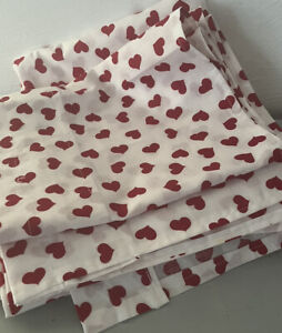Cafe Style Curtains Red Hearts 4 Panels 2 Valances Cotton