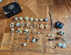Vintage To Modern Collectable Jewelry Lot W/ Vintage Hand Crafted Wooden Box