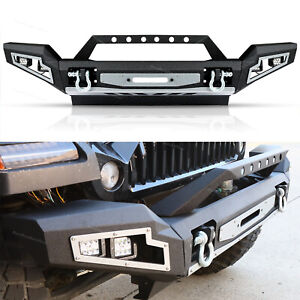 Front Bumper w/ Winch Plate LED Light D-Rings Fit for 2007-2018 Jeep Wrangler JK (For: Jeep)