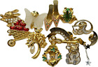 Lot of 12 Signed AVON Mixed Material LAPEL Pin Rhinestone Enamel Costume Jewelry